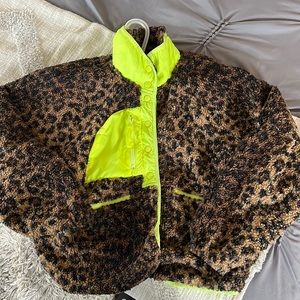 Free people movement leopard fleece jacket size xs